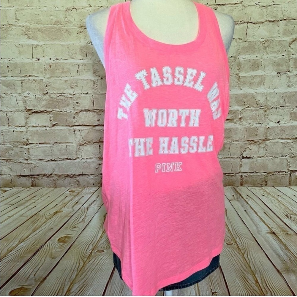 PINK Victoria’s Secret tassel hassle tank top neon pink